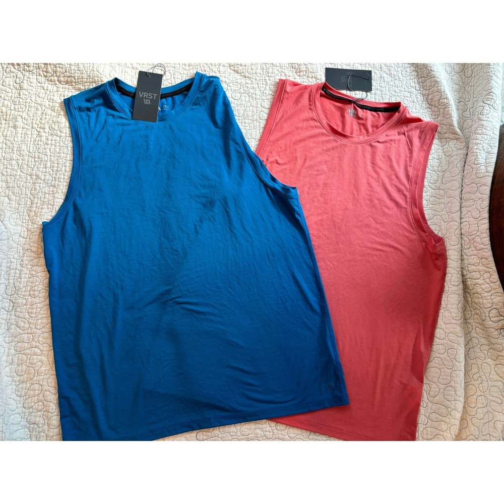 VRST Mens Icon Tank Top Lot of 2 Blue Tide Pink Rouge Size Large